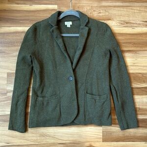 J Crew Green Sweater Blazer, Size S